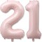 Light Pink 21st Birthday Balloon for Women, 40'' Self Inflating Mylar Number 21 Balloons (Pink)